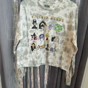Villains Disney Women's Cut Crop Graphic T-shirt Size L tie dyed cartoon top